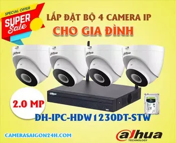 Lắp đặt camera tân phú Bộ 4 Camera IP Wifi Dahua DH-IPC-HDW1230DT-STW
