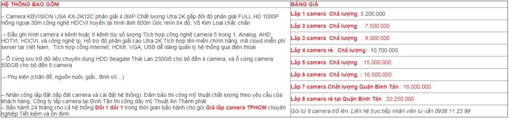 Bảng báo giá lắp camera cao cấp Untra 2K với độ phân giải lên tới 4.0MP