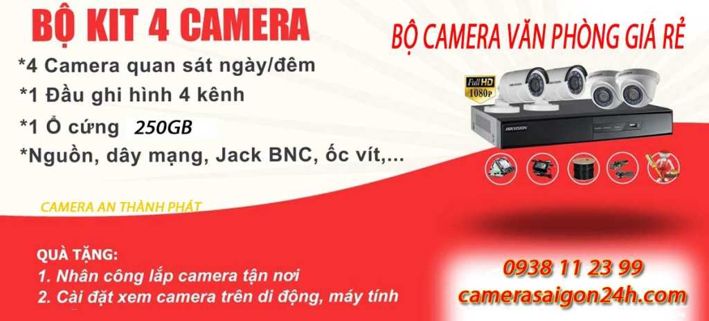 lắp đặt trọn bộ 4 camera hikvision giá rẻ cho văn phòng