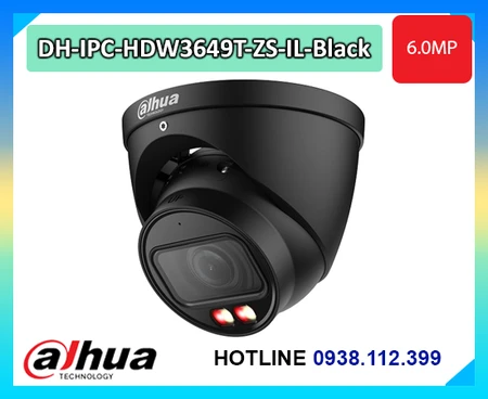 Camera Dahua DH-IPC-HDW3649T-ZS-IL-Black, Camera Eyeball 6MP Dahua WizSense, Camera Dahua vari-focal 2.7-13.5mm, Camera Dahua Smart Dual Light 50m, Camera AI Dahua SMD 4.0