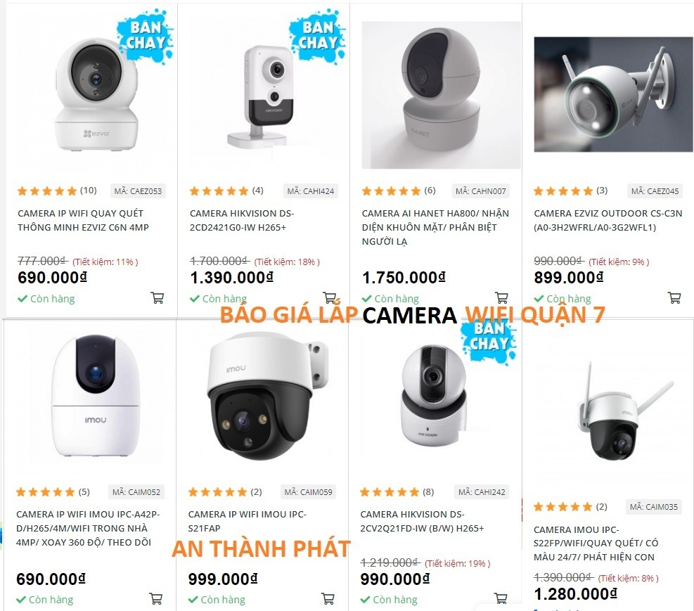 BÁO GIÁ CAMERA WIFI KH6ONG DÂY TẠU QUẬN 7
