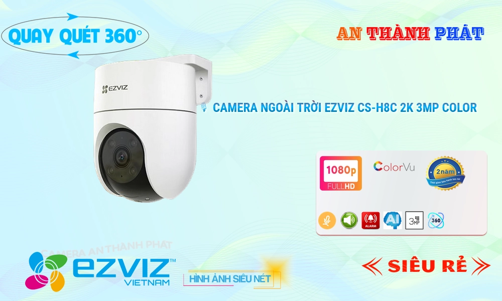 Wifi Ezviz CS-H8C 2K 3MP Color Hình Ảnh Đẹp Wifi Ezviz CS-H8C 2K 3MP Color Hình Ảnh Đẹp