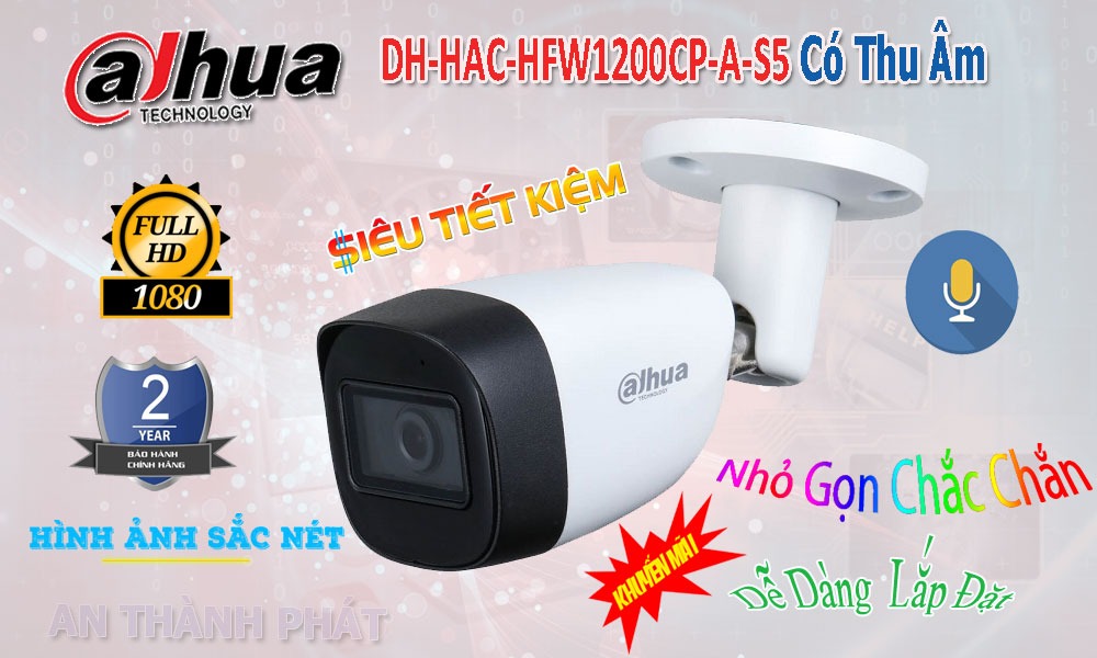 DH-HAC-HFW1200CP-A-S5 camera dahua ngoài trời tích hợp micro