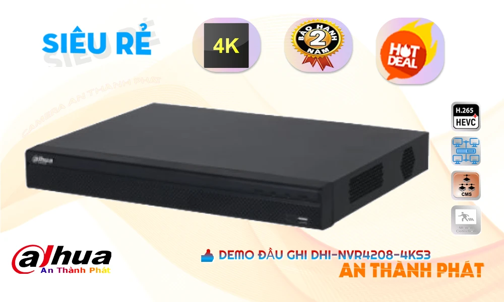 DHI-NVR4208-4KS3 Đầu ghi Camera Dahua