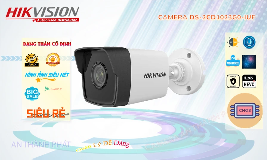 ➠  DS-2CD1023G0-IUF sắc nét Hikvision