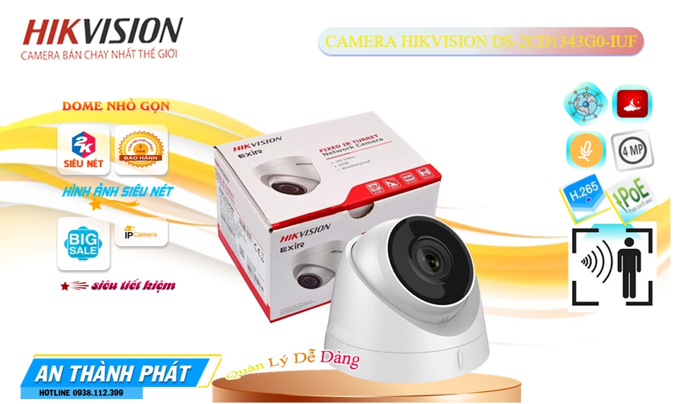 DS-2CD1343G0-IUF Camera Mẫu Đẹp Hikvision