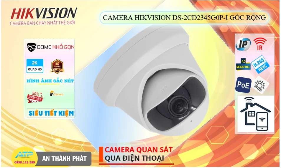 Camera An Ninh  Hikvision DS-2CD2345G0P-I Công Nghệ Mới