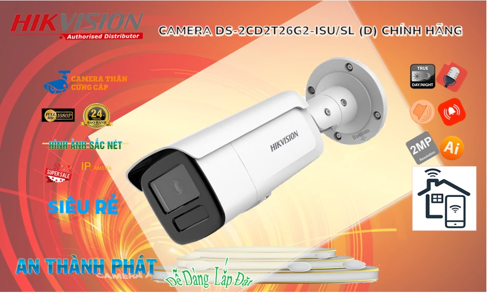 Camera  Hikvision Giá rẻ DS-2CD2T26G2-ISU/SL(D)