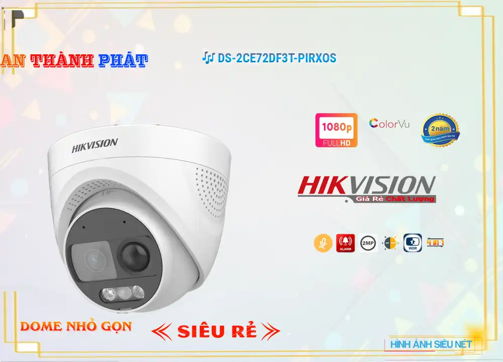DS-2CE72DF3T-PIRXOS camera tích hợp thu âm giá rẻ
