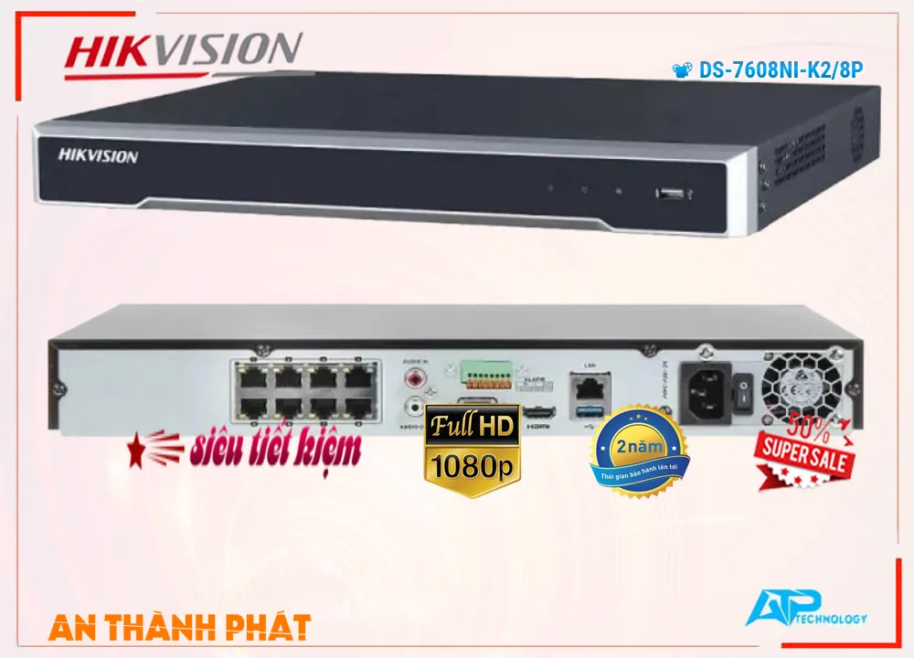 ➠  DS-7608NI-K2/8P sắc nét Hikvision