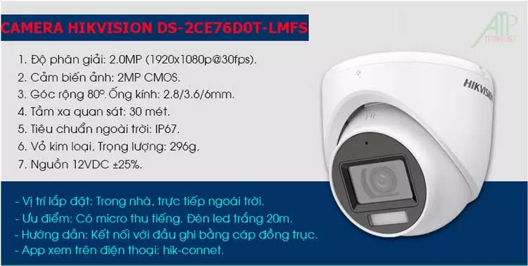 Camera HIKVISION DS 2CE76D0T LMFS