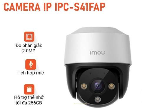  Camera Imou PTZ 4MP S42FP và dòng camera imou wifi IPC-S41FP thiết kế nhỏ gọn hình ảnh Utra HD sử dụng ngoài trời kho hàng xoay 360 độ giám sát qua điện thoại máy tính từ xa rất đơn giản chỉ với vài bước cài đặt