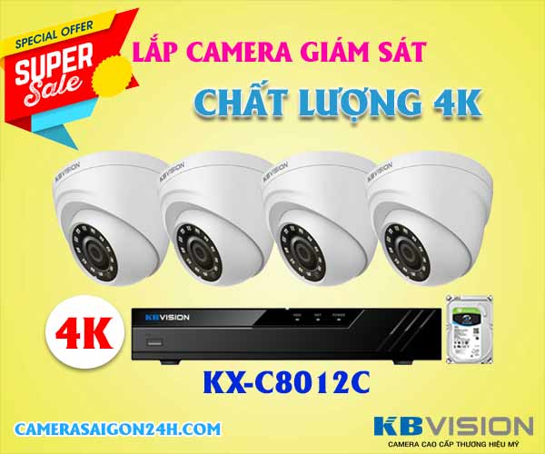lắp camera giám sát 4K Kbvision, camera giám sát 4K, camera kbvision KX-C8012C,camera KX-C8012C, camera 8.0MP