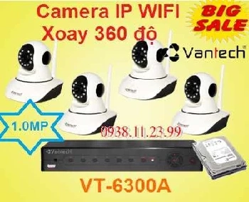 Lắp camera wifi giá rẻ Bộ Camera Xoay 360 độ Dành Cho Cửa Hàng , vantech xoay 360 do , camera quan sat cua hang , camera robot 