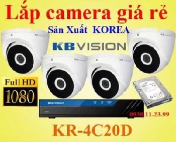 Bộ camera KBVISION nhập khẩu Made in Korea , KBVISION KR-4C20D , KR-4C20D ,camera korea chất lượng giá rẻ, camera nhâp khẩu sắt nét